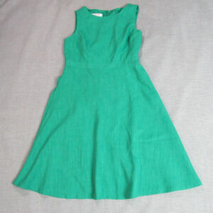 Kasper Dress Womens Size 8 Green Sleeveless Fit & Flare Conservative Work Preppy